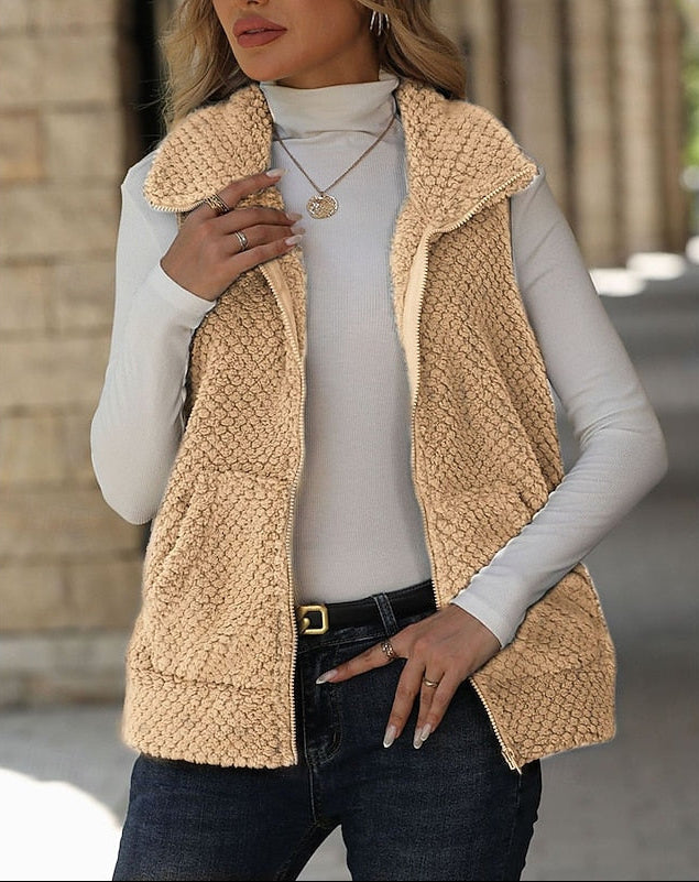 Beige fleece gilet - Lana Fiorelli